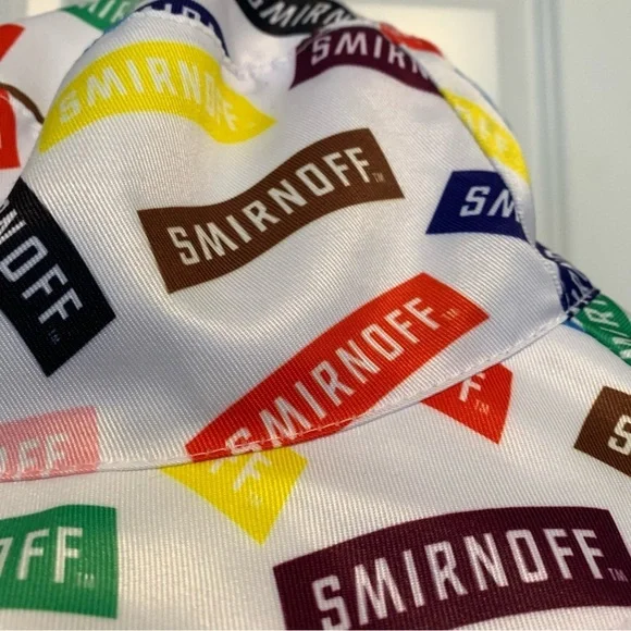 Smirnoff Vodka All Over Logo Print Bucket Hat Promo Party Colorful Rainbow White - Picture 3 of 10